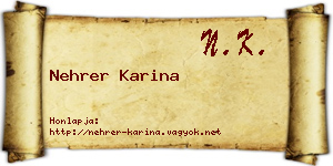 Nehrer Karina névjegykártya